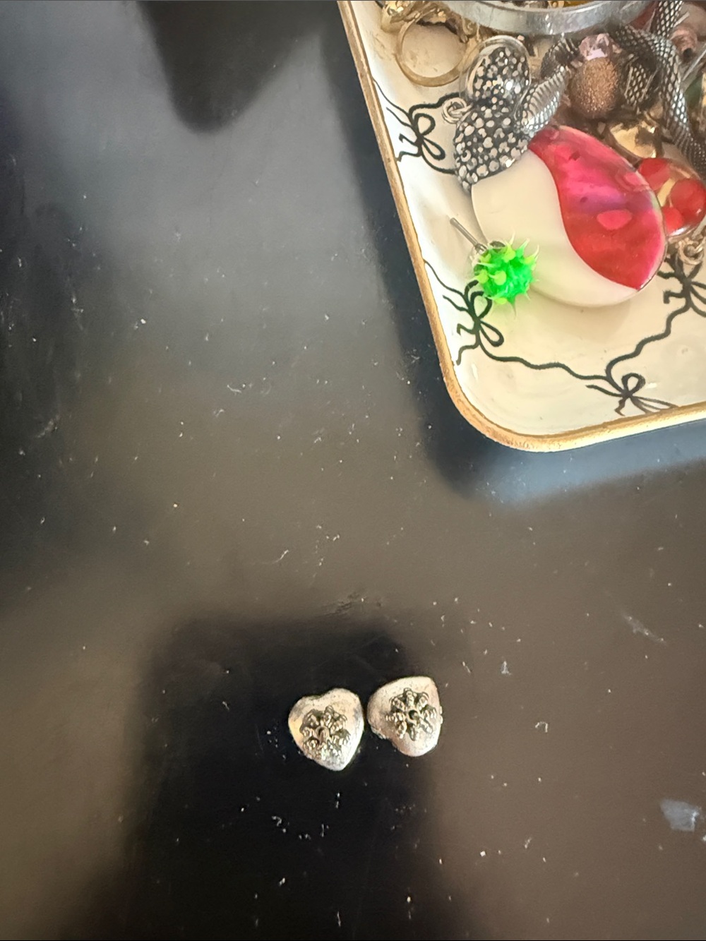 Juicy Couture Two-Tone Crystal Heart Stud Earrings - Silver & Gold - Picture 2 of 2